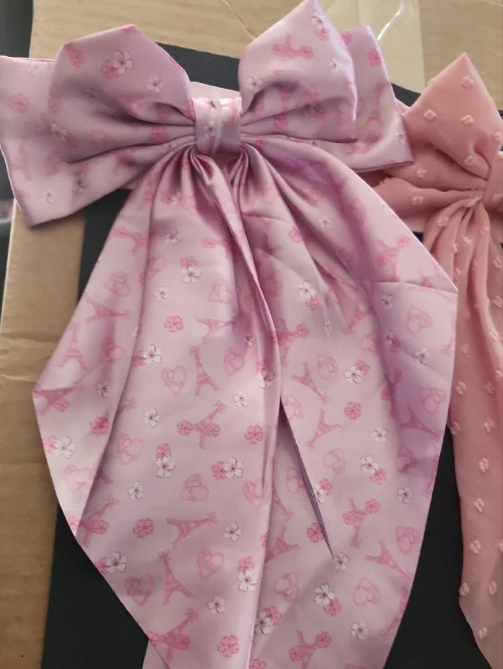 Pink Bow Scarf Hair Accessories - Pair of Decorative Bows